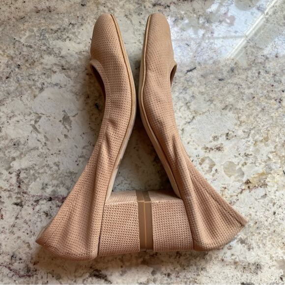 Jeffrey Campbell Bitsie Taupe Leather Perforated Block Heels Size 7 - Picture 3 of 13